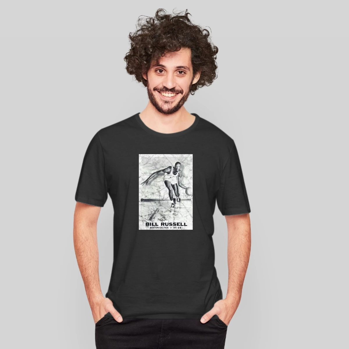 Bill Russell 1968 Retro Sports Basketball Collectors Card Fan Worn