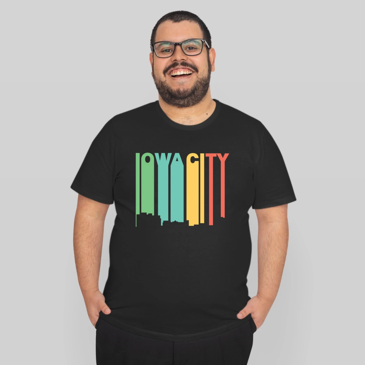 Retro 1970s Style Iowa City Iowa Skyline