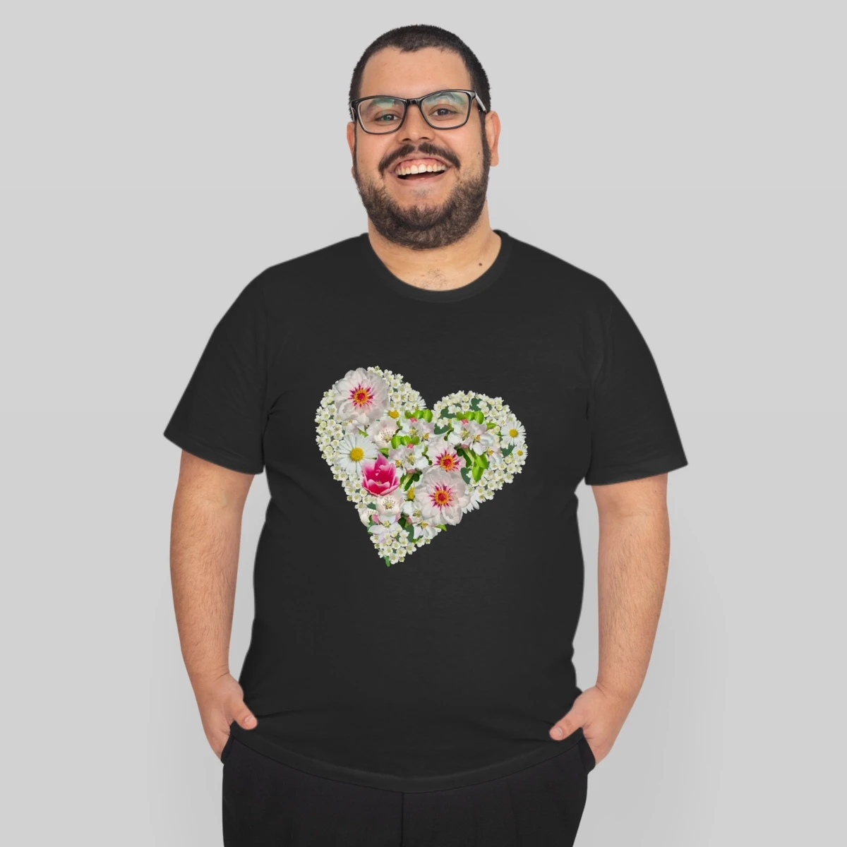 Heart Of Flowers Blossoms Daisy Tulip Pink Peony