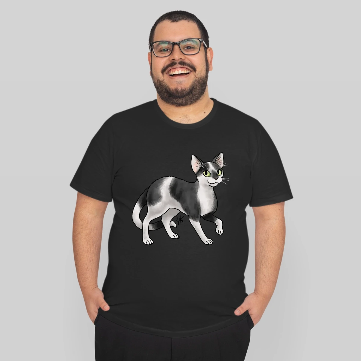 Cat Devon Rex Black And White