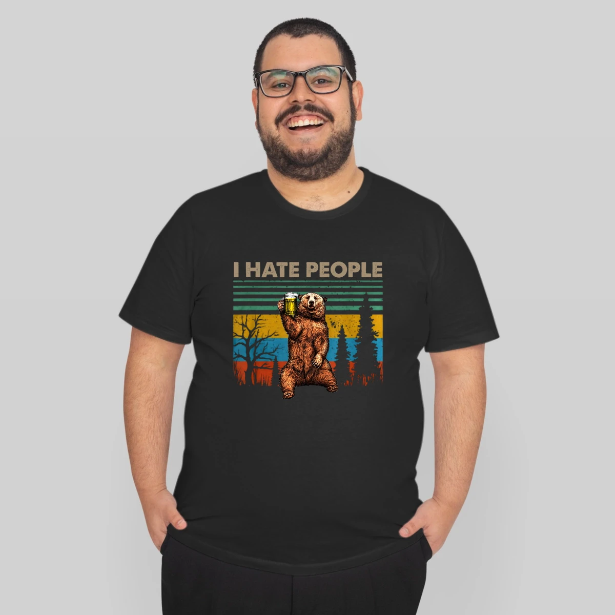 I Hate People Bear Drinking Beer Vintage
