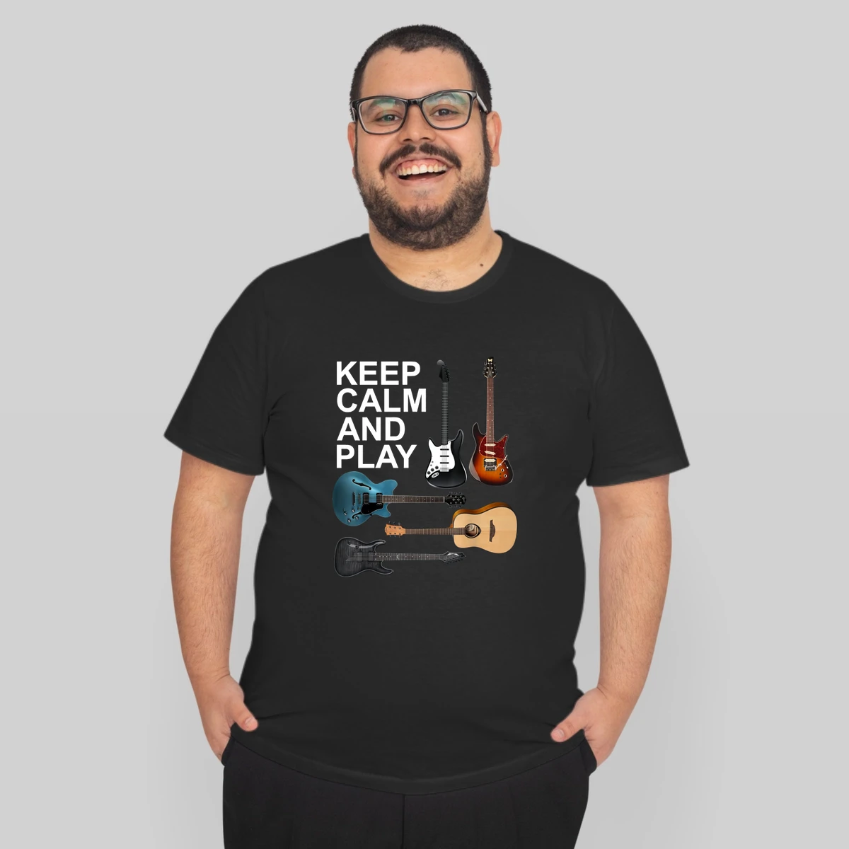 Keep Calm And Play Acoustic Bass Electric Guitars