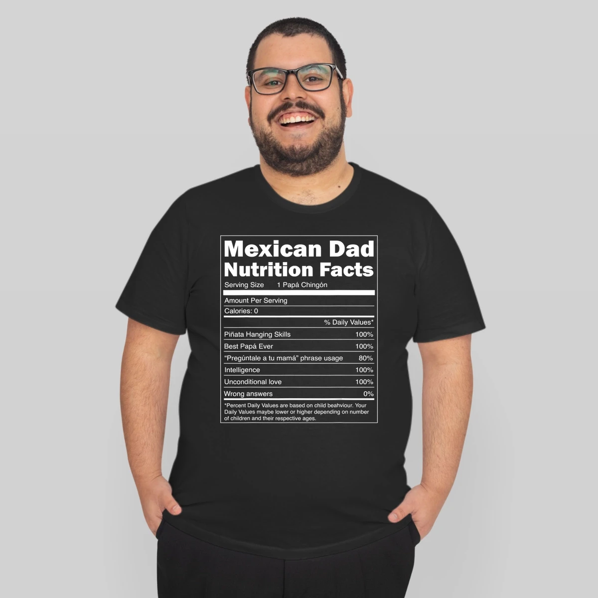 Mens Regalo Para Papa Nutrition Facts Funny Mexican Dad