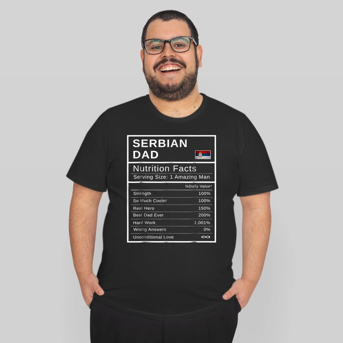 Mens Serbian Dad Nutrition Facts Fathers Day Hero Gift