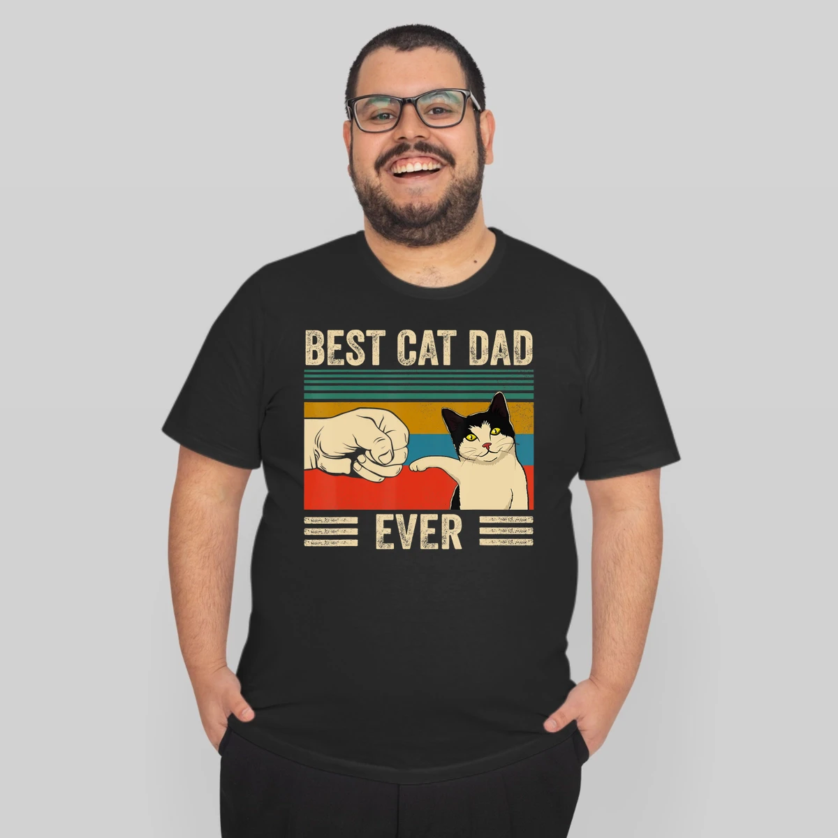 Mens Vintage Best Cat Dad Ever Bump Fit