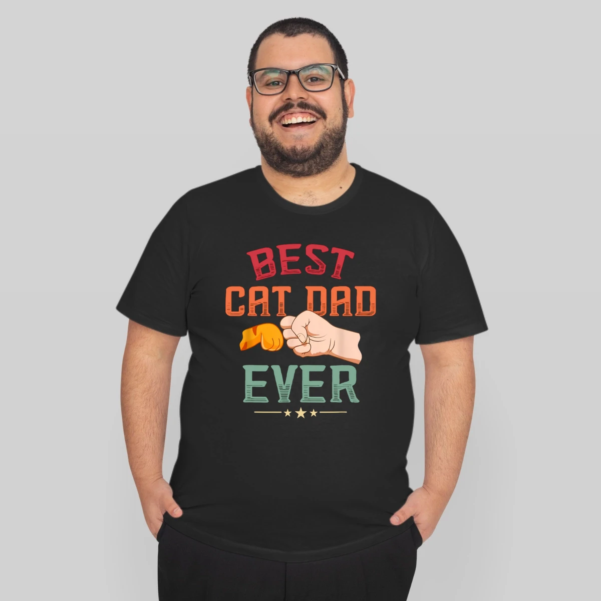 Mens Vintage Best Cat Dad Ever Paw Fist Bump Cat