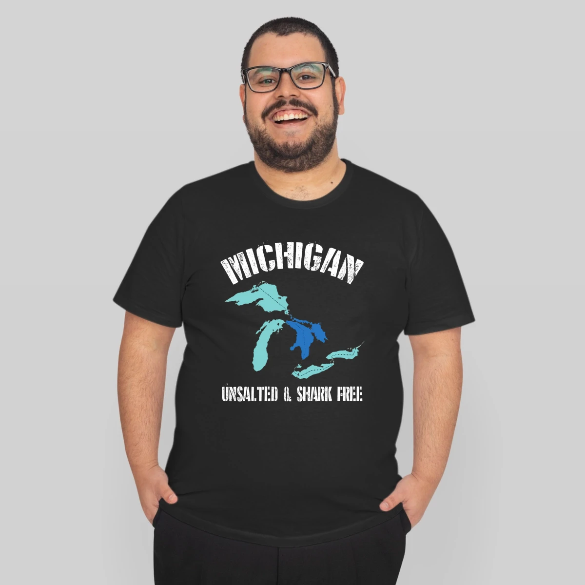Michigan Unsalted Andampampamp Shark Free Funny Great Lakes