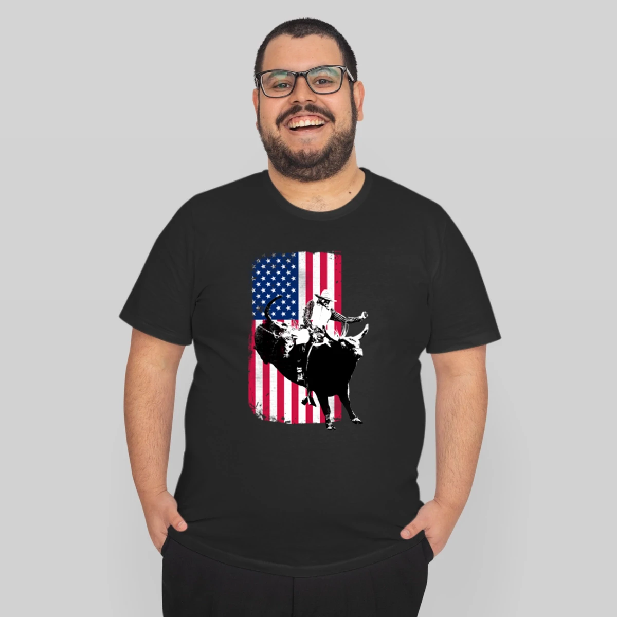 Rodeo Bull Rider Patriotic American Flag