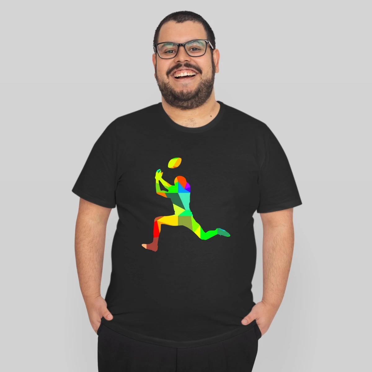 Colorful Rainbow Amarican Football Player Sport