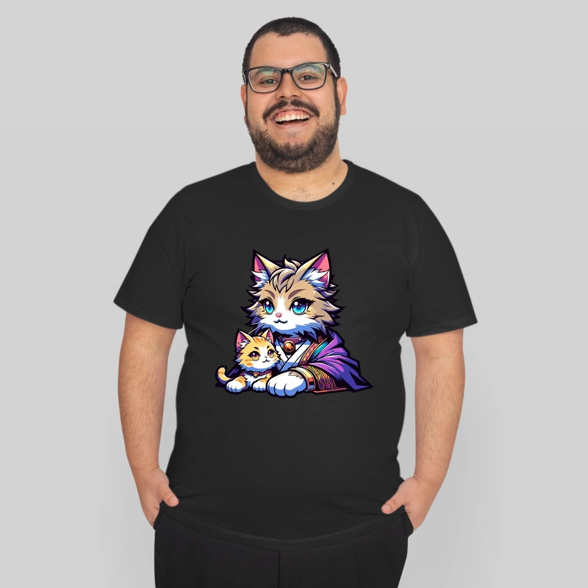 Adorable Anime Cat Family In Vibrant Colors