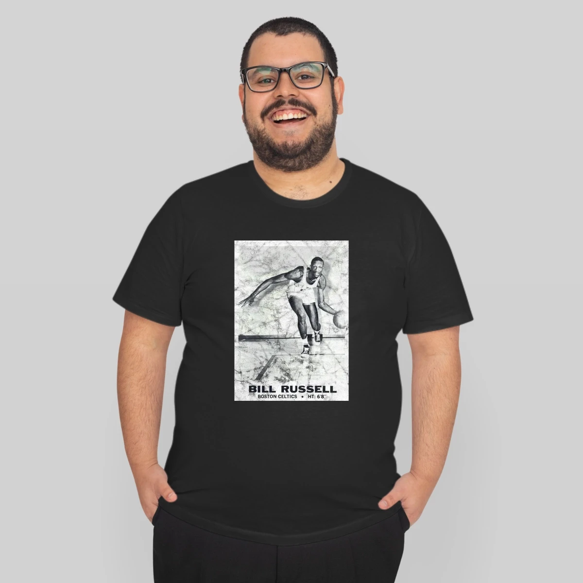 Bill Russell 1968 Retro Sports Basketball Collectors Card Fan Worn