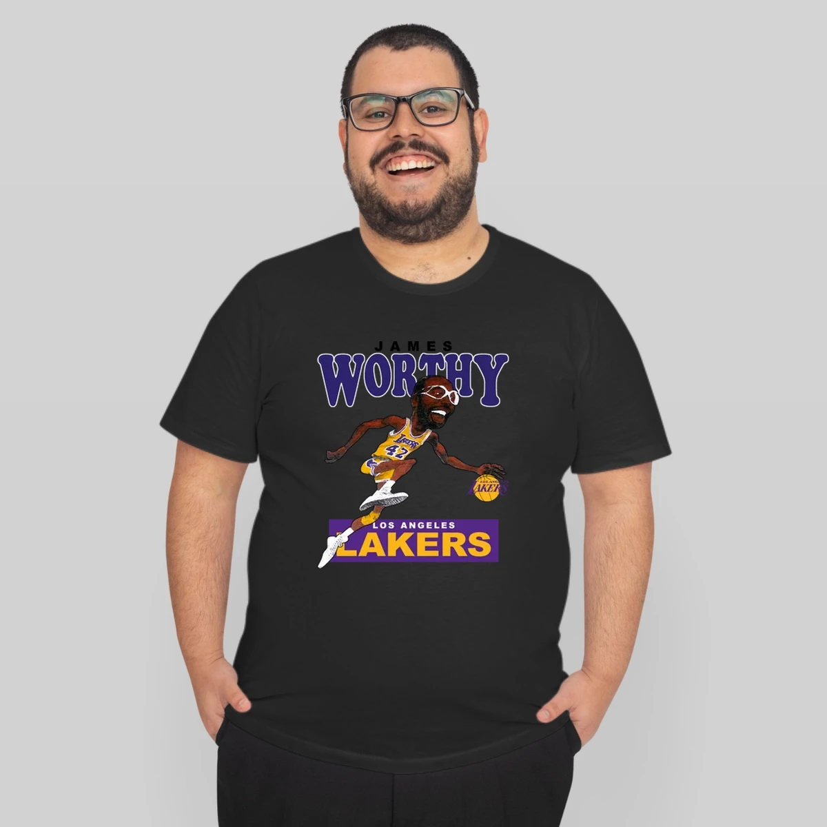 James Worthy Retro Basketball Caricature