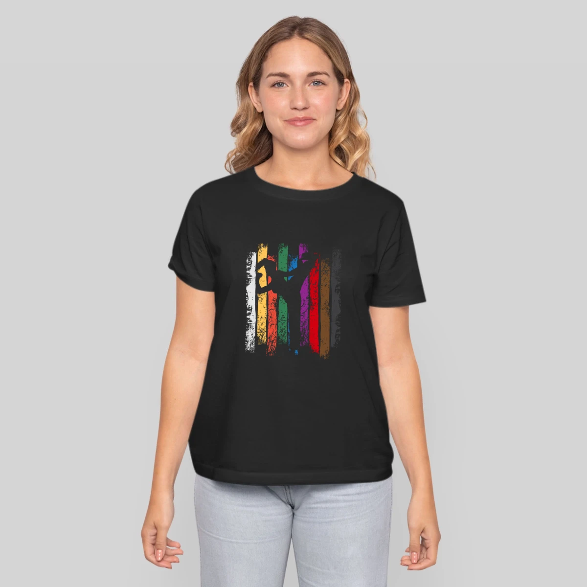 Funny Karate Design Karate Belts Silhouettes Female Light