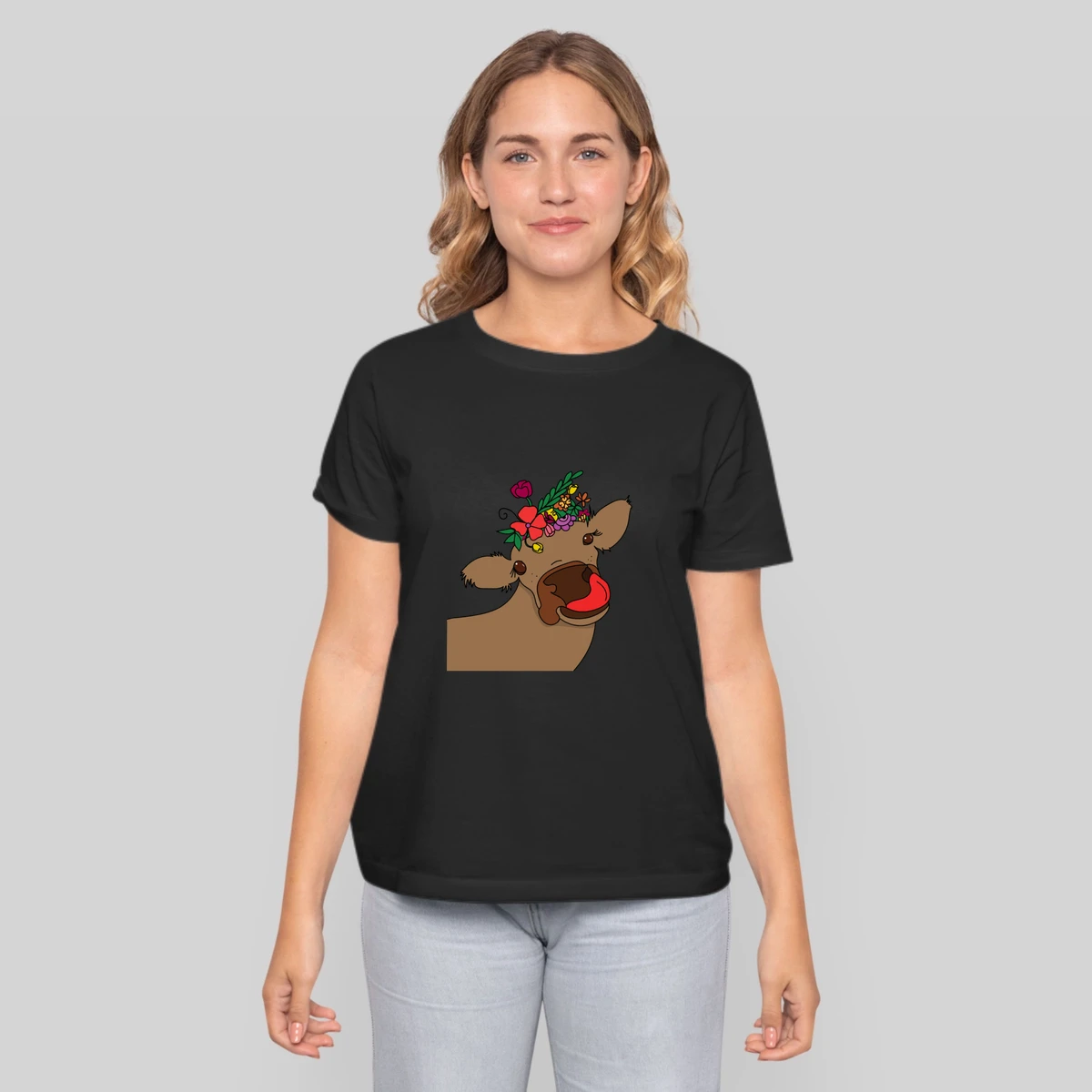 Cute Cow Calf Flower Animal Love Vegan Gift Farmer