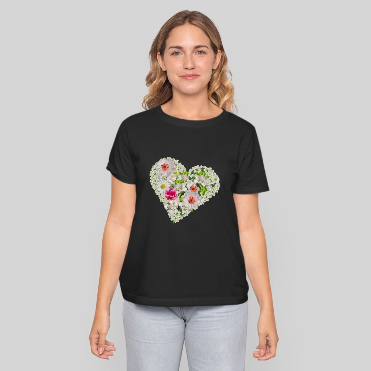 Heart Of Flowers Blossoms Daisy Tulip Pink Peony