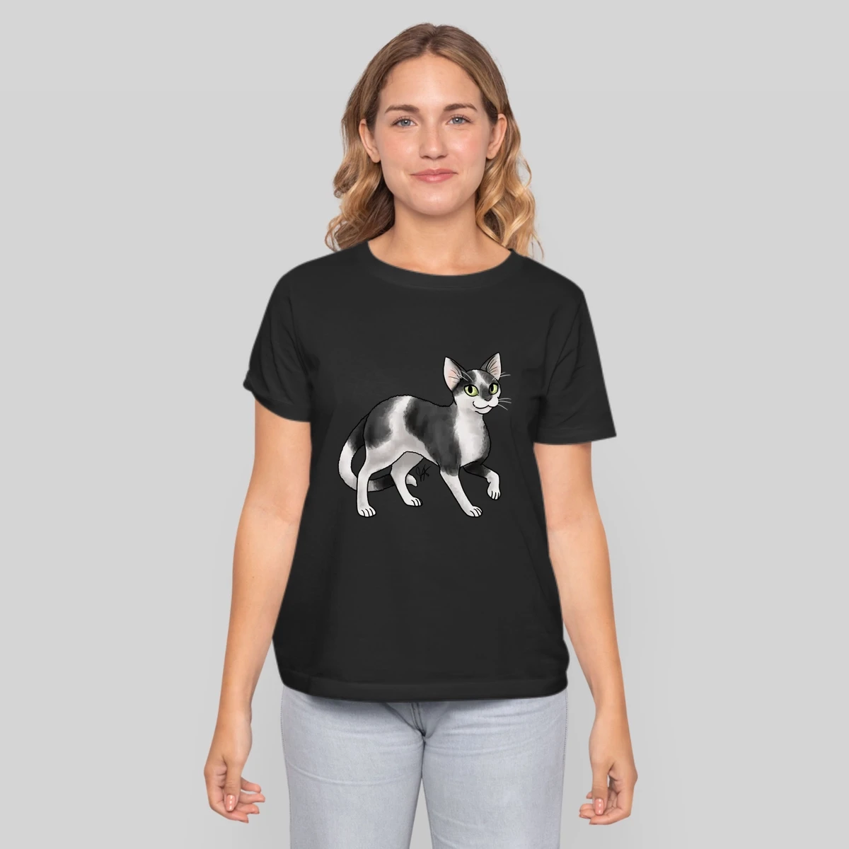 Cat Devon Rex Black And White