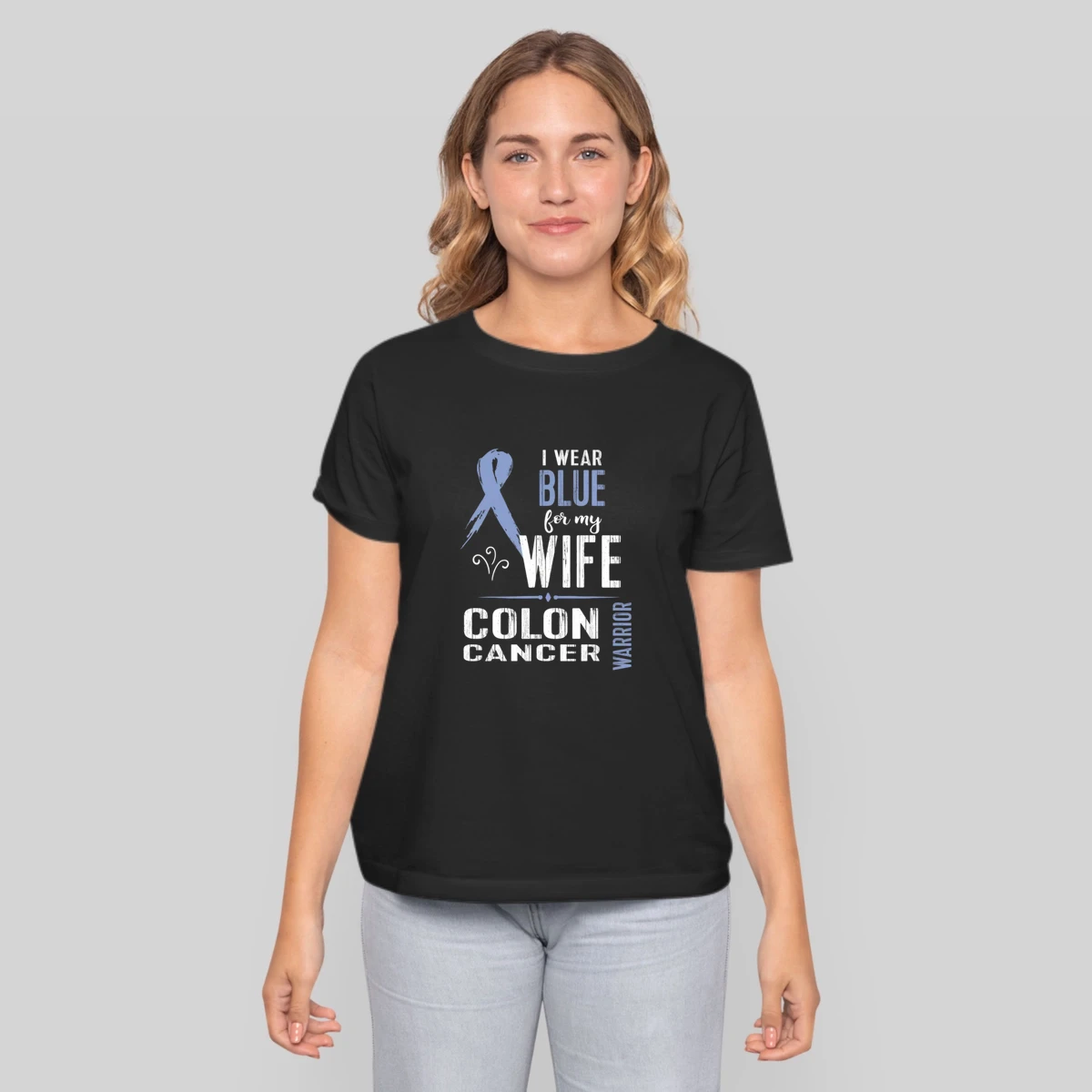 Colon Cancer Awareness Wife Waribbon Tee