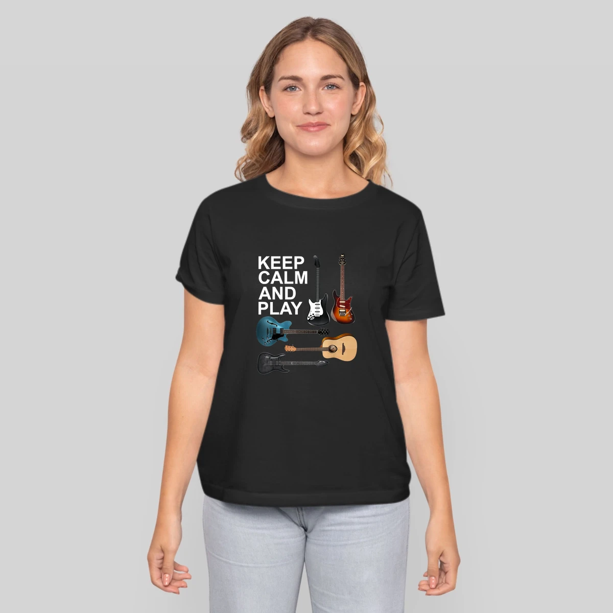 Keep Calm And Play Acoustic Bass Electric Guitars