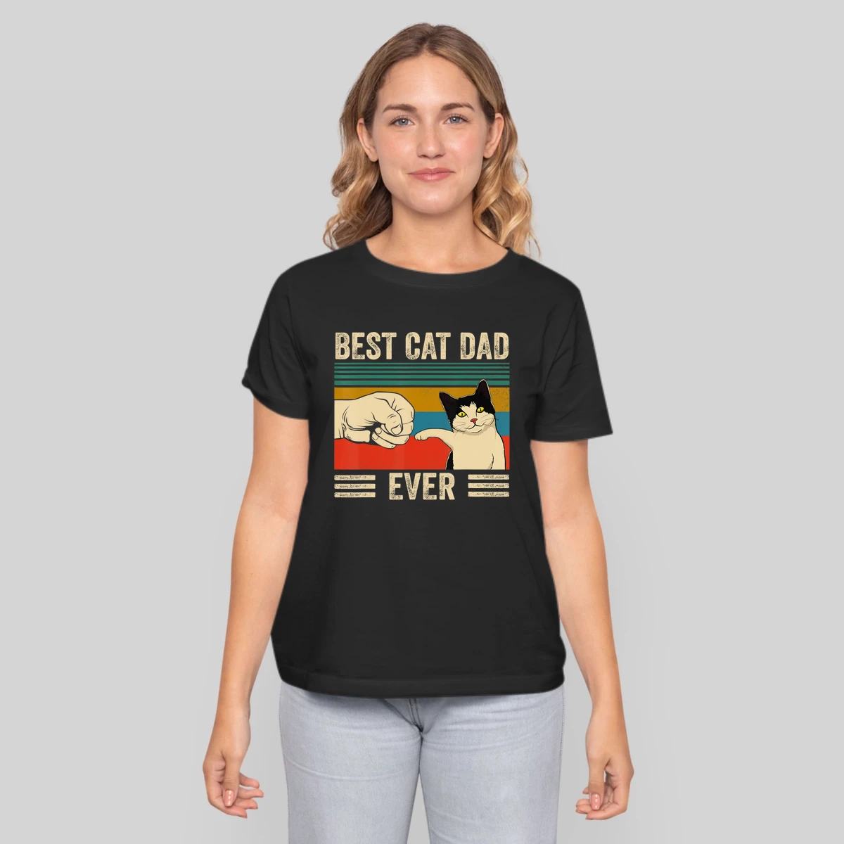Mens Vintage Best Cat Dad Ever Bump Fit