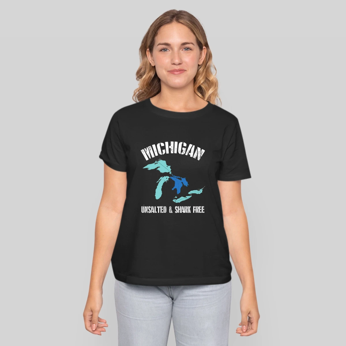 Michigan Unsalted Andampampamp Shark Free Funny Great Lakes