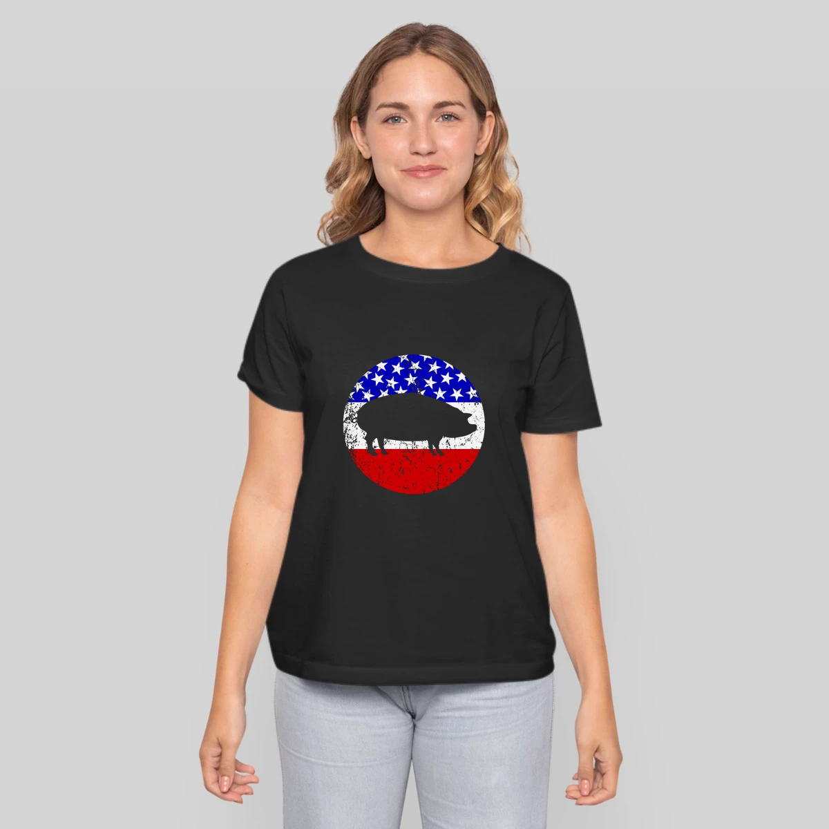 Pig Roast Retro Style Bbq Cookout American Flag