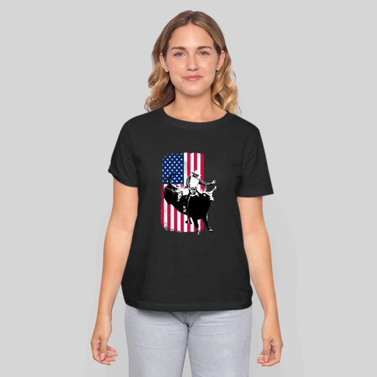 Rodeo Bull Rider Patriotic American Flag