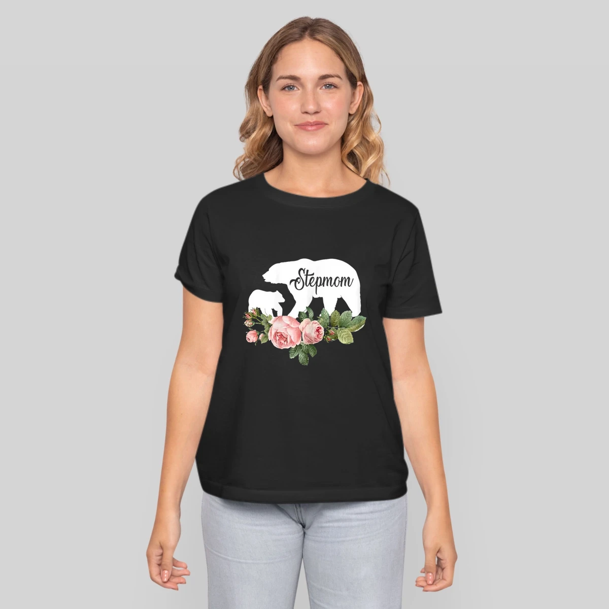Womens Stepmom Bear Flowers Mother S Day Cute