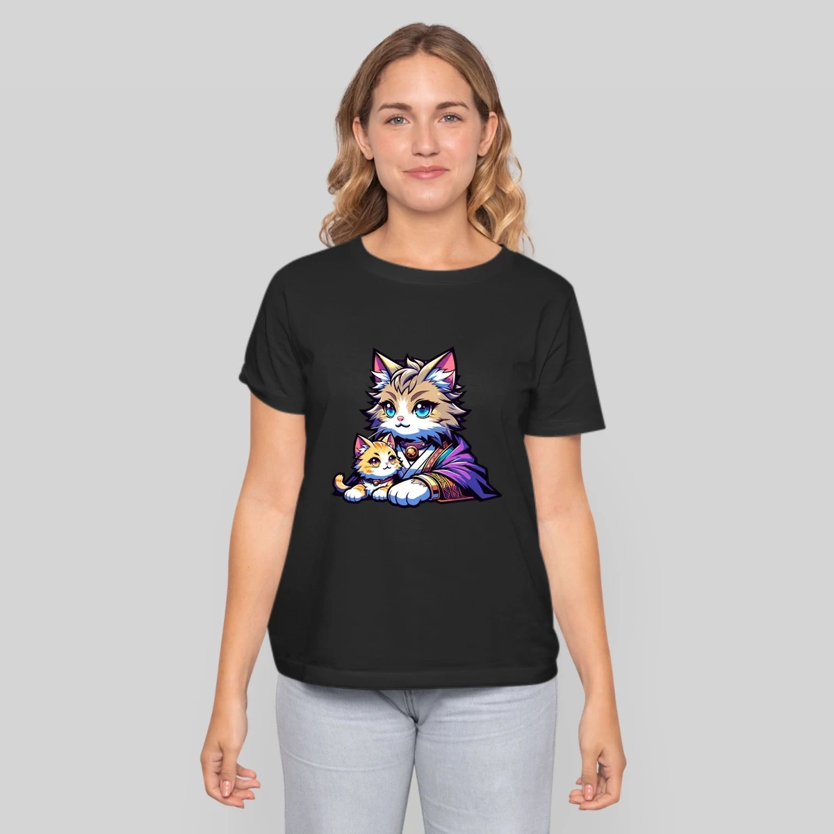 Adorable Anime Cat Family In Vibrant Colors