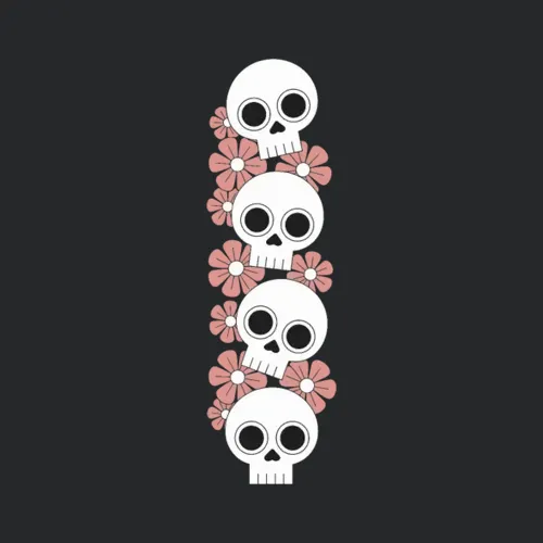 Skulls And Flowers Vertical