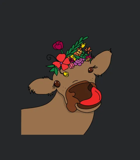 Cute Cow Calf Flower Animal Love Vegan Gift Farmer