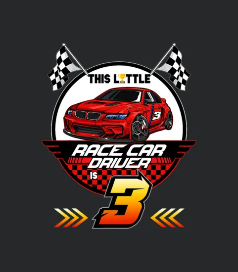 3 Year Old Race Car Birthday Tee 3rd Racing Party