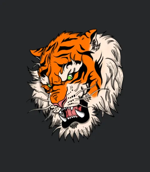 Cat Japanese Tiger Tattoo Design Drawing