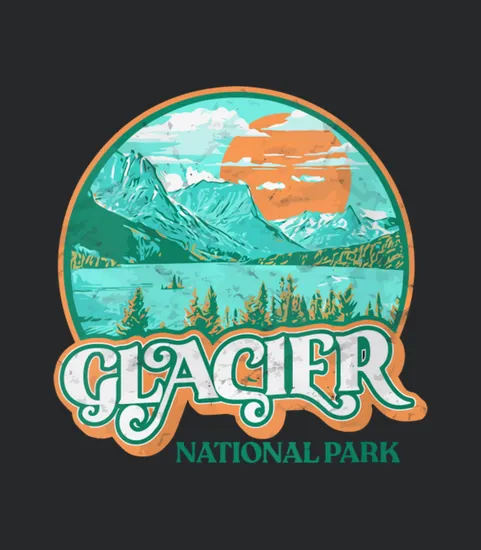 Glacier National Park Montana Retro 80s Chill Gra