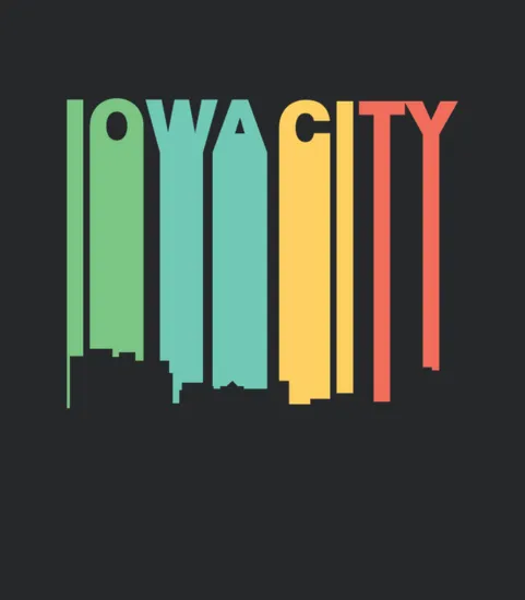 Retro 1970s Style Iowa City Iowa Skyline