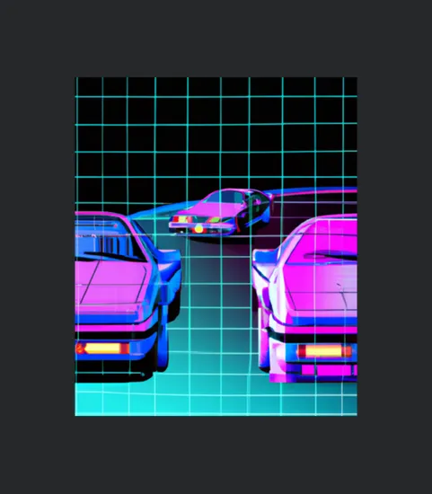Vaporwave Car Wireframe Synthwave