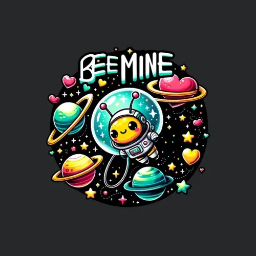 Bee Mine Astronaut Bee Planets And Hearts Playful