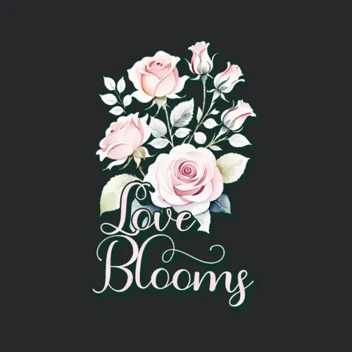 Love Blooms Delicate Pink Roses Watercolor