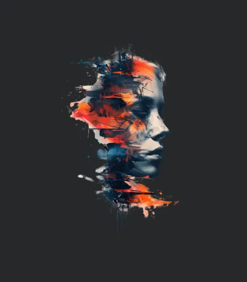 Abstract Women Head Colorful Graffiti Art Cubism