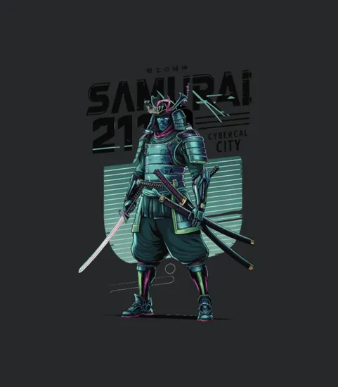 Cyber Samurai 2110 Glowing Katana Warrior