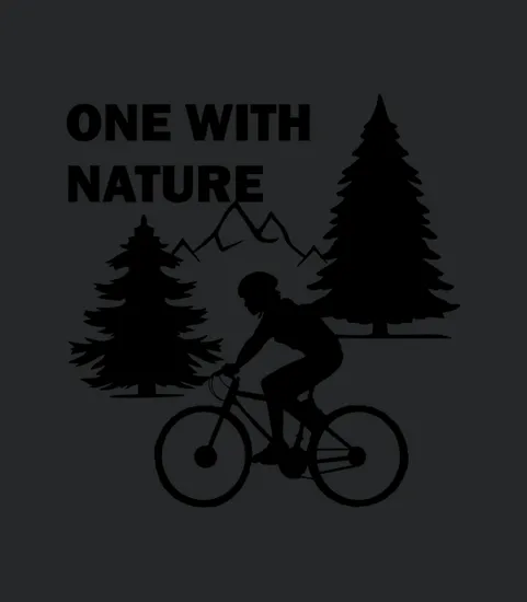 Cyclist In Nature With Text One With Nature