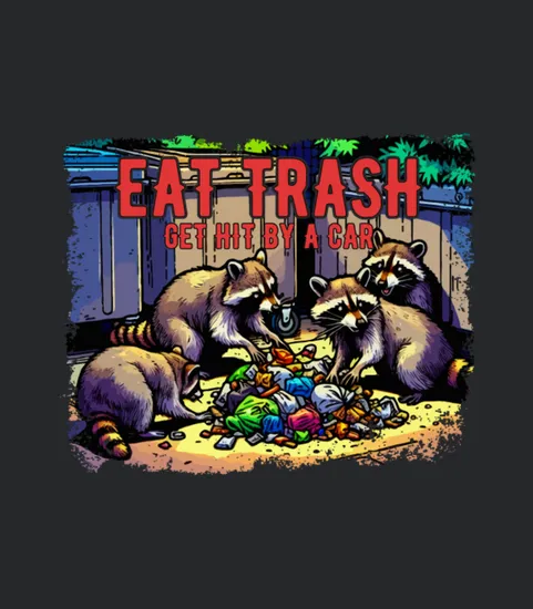Eat Trash Get Hit By A Car Funny Raccoon