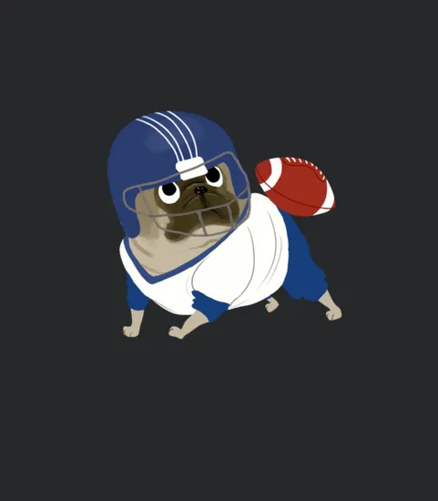 Pug Mom Dad Puppy Dog American Football Rugby Gift