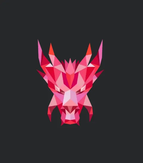 Dragon Head Front Low Polygon Style