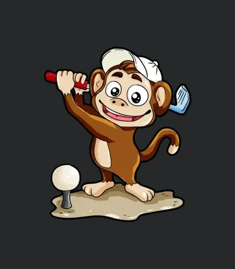 Monkey Playing Golf Minigolf Par Stroke Tee Hole