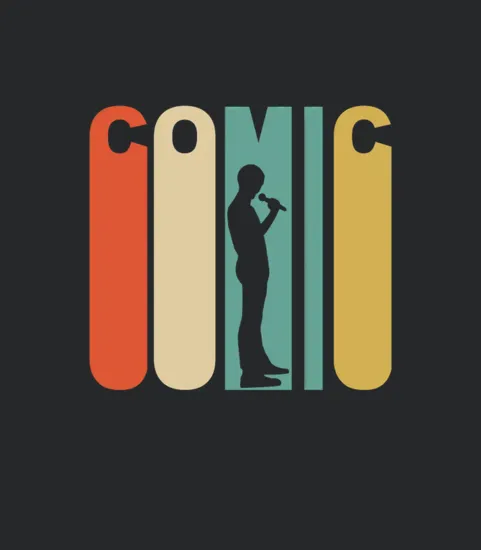 Retro 1970s Style Stand Up Comic Silhouette
