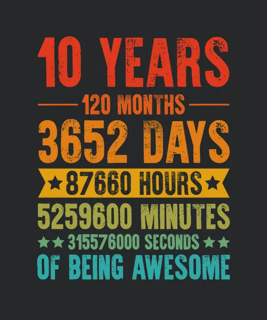 10 Years 120 Months Of Being Awesome Birthday T Design 1