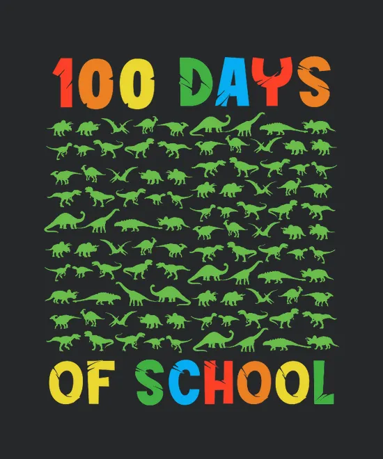 100 Days Of School Dinosaur Silhouette
