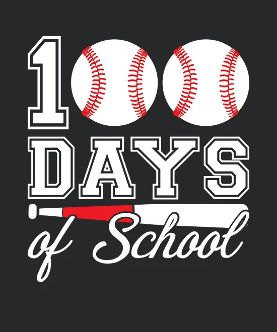 100 Days Of School For 100th Day Baseball Student Or Teacher