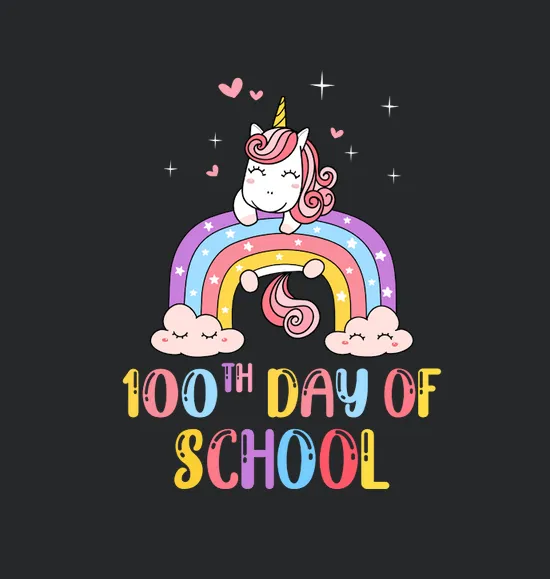 100 Days Of School Rainbow Unicorn Girls For Student Kids