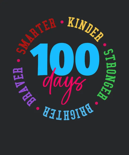 100 Days Smarter Kinder Stronger Brighter Braver Kid Adult
